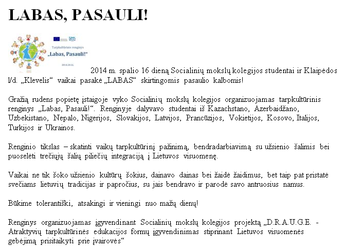 Labas, pasauli